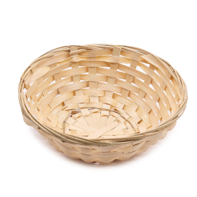 10x Round Bamboo Baskets - 20x7cm