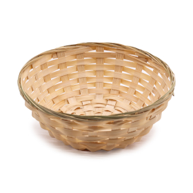 10x Round Bamboo Baskets - 23x8cm