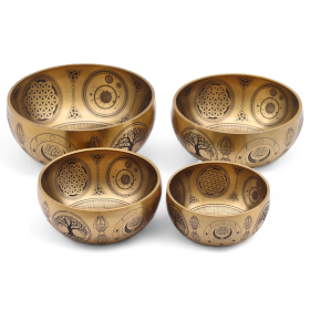 Pure Brass Etched Buddha - Set of 4 - Approx 3.85kg