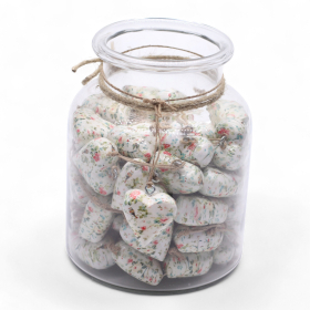 50x Large Decor Wood Hearts -  Victorian Flower (50) - in Display Jar