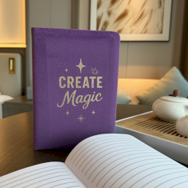 Velvet Note Book - Life - 80 pages - lined - Design 2 - Purple