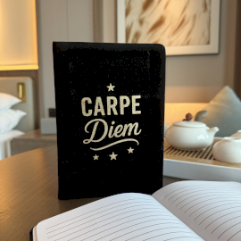 Velvet Note Book - Life - 80 pages - lined - Design 1 - Black