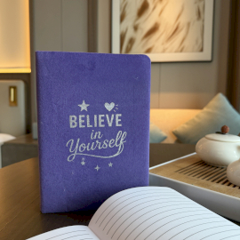 Velvet Note Book - Life - 80 pages - lined - Design 3 - Lavender