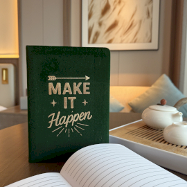 Velvet Note Book - Life - 80 pages - lined - Design 6 - Dark Green