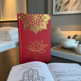 Hardbacked Wellbeing Journal - 120 pages - Red & Gold