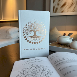 Hardbacked Wellbeing Journal - 120  pages - White & Rose Gold