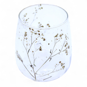 4x Natural Floral Glass - Vase Candle Holder - Margarita  - (12x11cm)