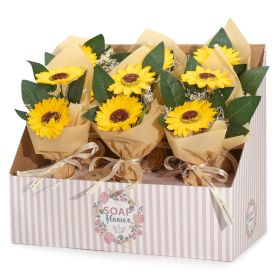 6x Box of Ready to Retail Soap Flower - Two Sunflower Bouquet
