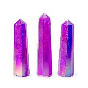 Gemstone Obelisk Points approx 9cm - Aurura Crystal Quartz - Purple