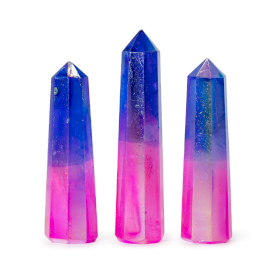 Gemstone Obelisk Points approx 9cm - Aurura Crystal Quartz - Pink & Blue