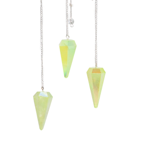 Six Sided Pendulum - Aurora Crystal Pale Green - 4cm