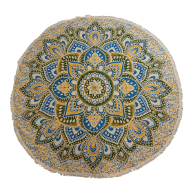 Large Mandala Roundie Art (180cm) - Yellow & Blue