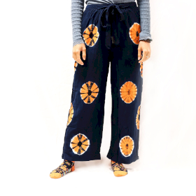 Japanese Style Lounge Pants - Med -Blue, Orange