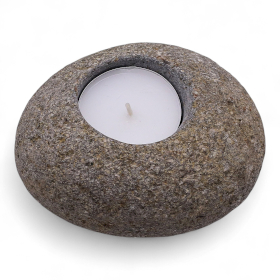 3x Natural Riverstone Candle Holder - Single Nightlight