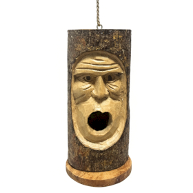 Tree Trunk Face - Bird House - Grumpy Old Man