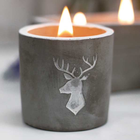 Natural Large Box Spiced South Sea & Lime Concrete Wooden Wick Candle Gift Idea 