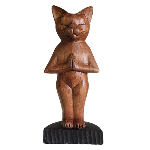 Hand Carved Yoga Cats