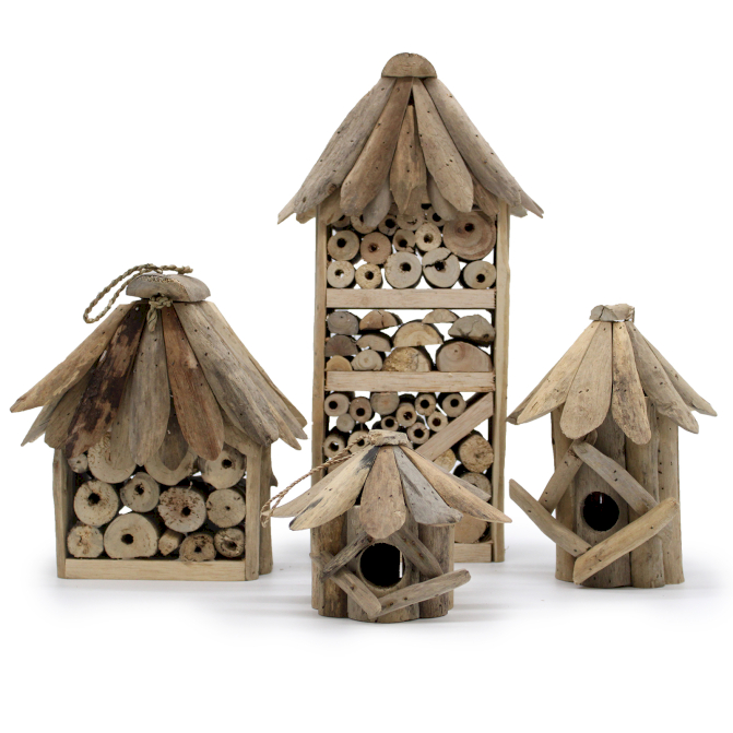 Handcrafted Feeders and refuges for birds