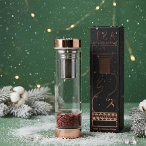 Crystal Glass Tea Infuser Bottle - Red Jasper
